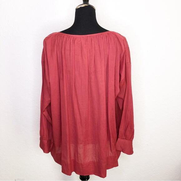 Mare di latte red pleated peasant top size 3 or Large - Picture 16 of 16
